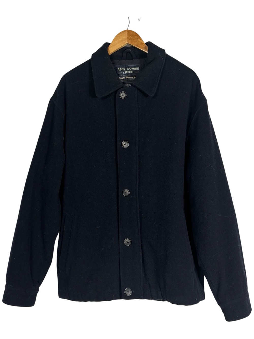 Abercrombie & Fitch Jacket Men's L Vintage Blue Wool Blend Bomber Quilted Liner